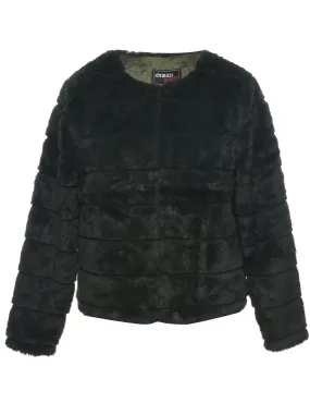 Dark Green Faux Fur Coat - M