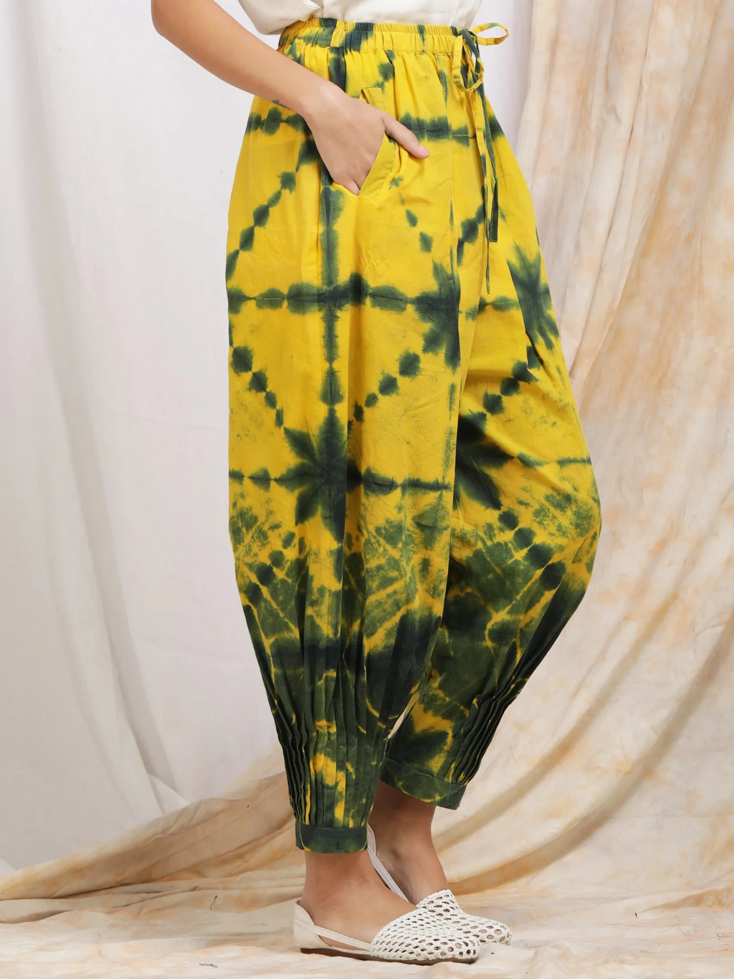 Darzaania Clamp Dyed Cotton Harem Pants (Free Size)
