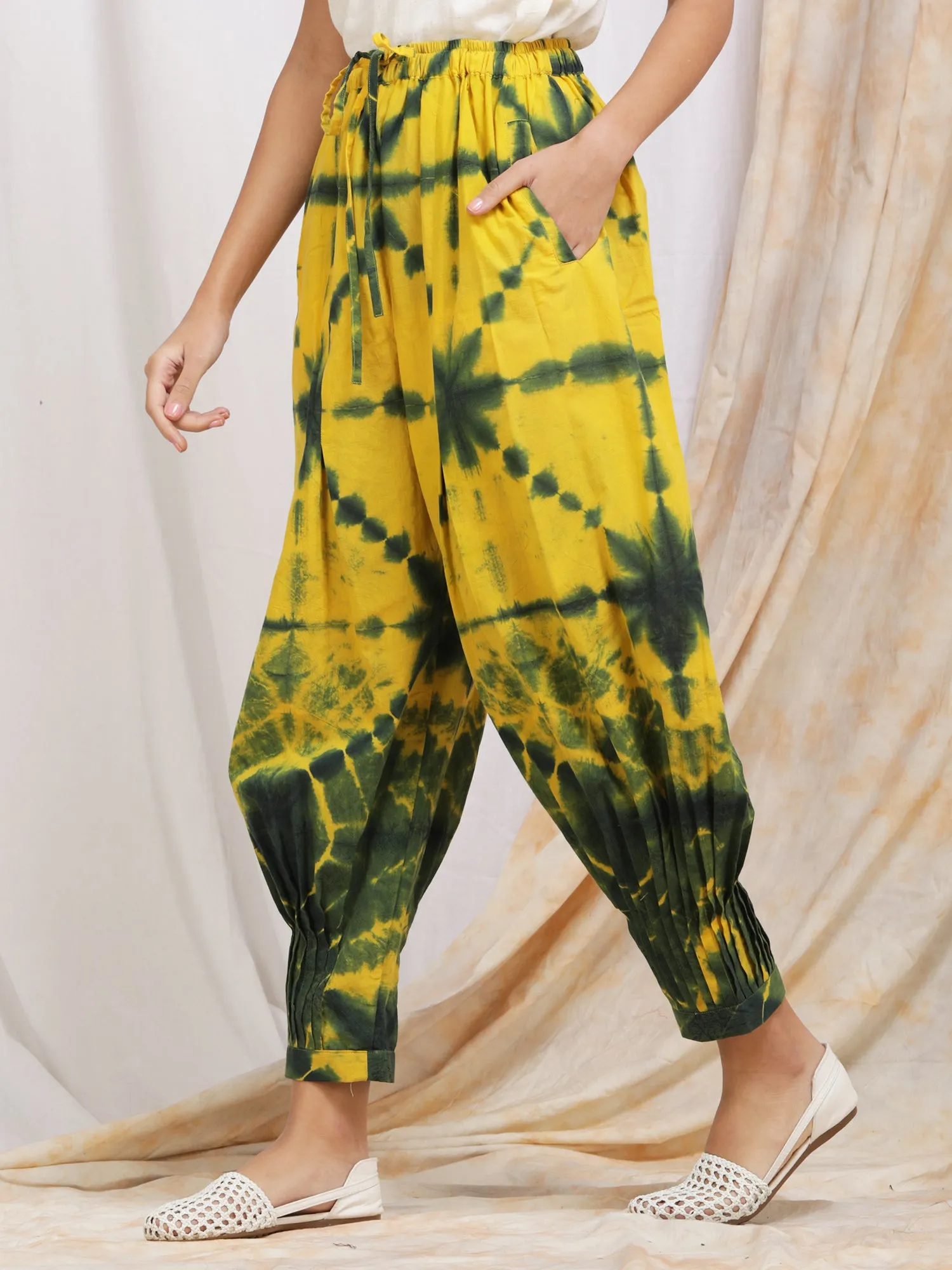 Darzaania Clamp Dyed Cotton Harem Pants (Free Size)