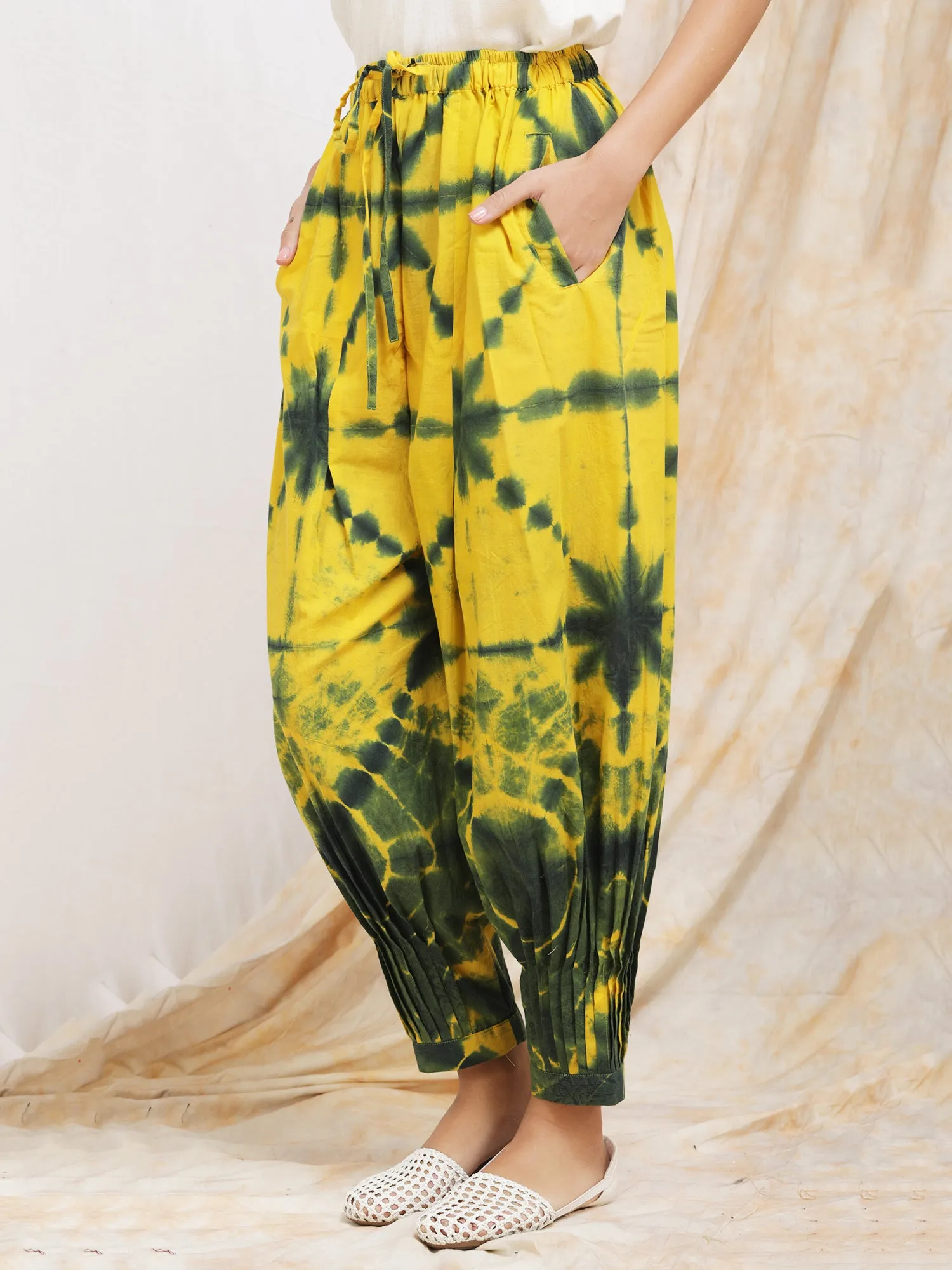 Darzaania Clamp Dyed Cotton Harem Pants (Free Size)