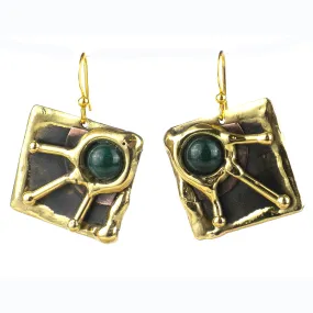 Deep Green Rays Brass Earrings Brass Images
