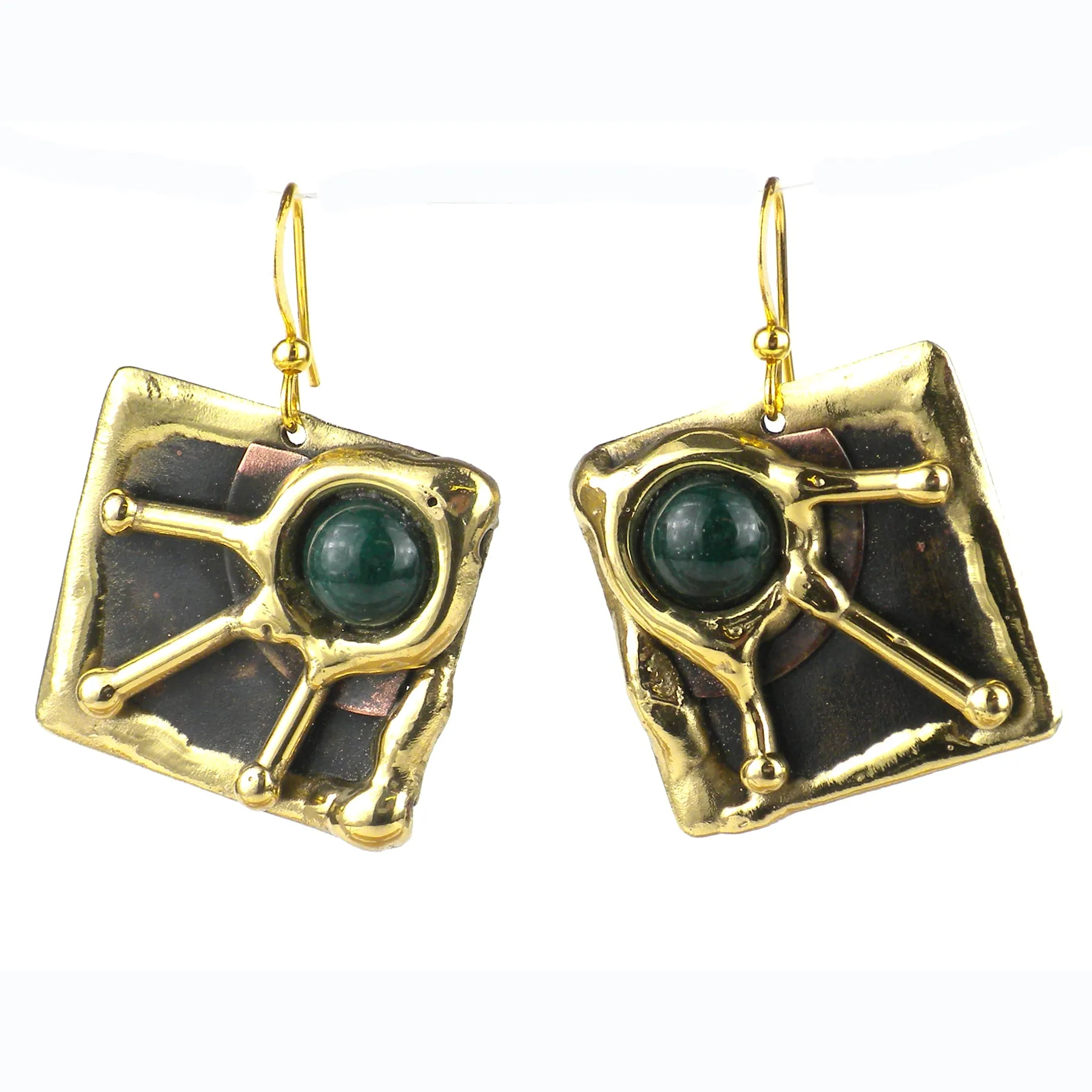Deep Green Rays Brass Earrings Brass Images