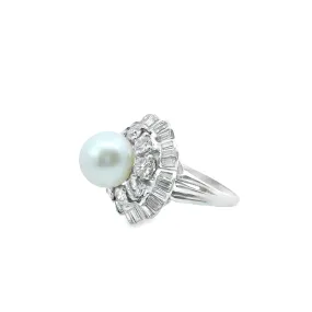 Diamond & Pearl Flower Ring