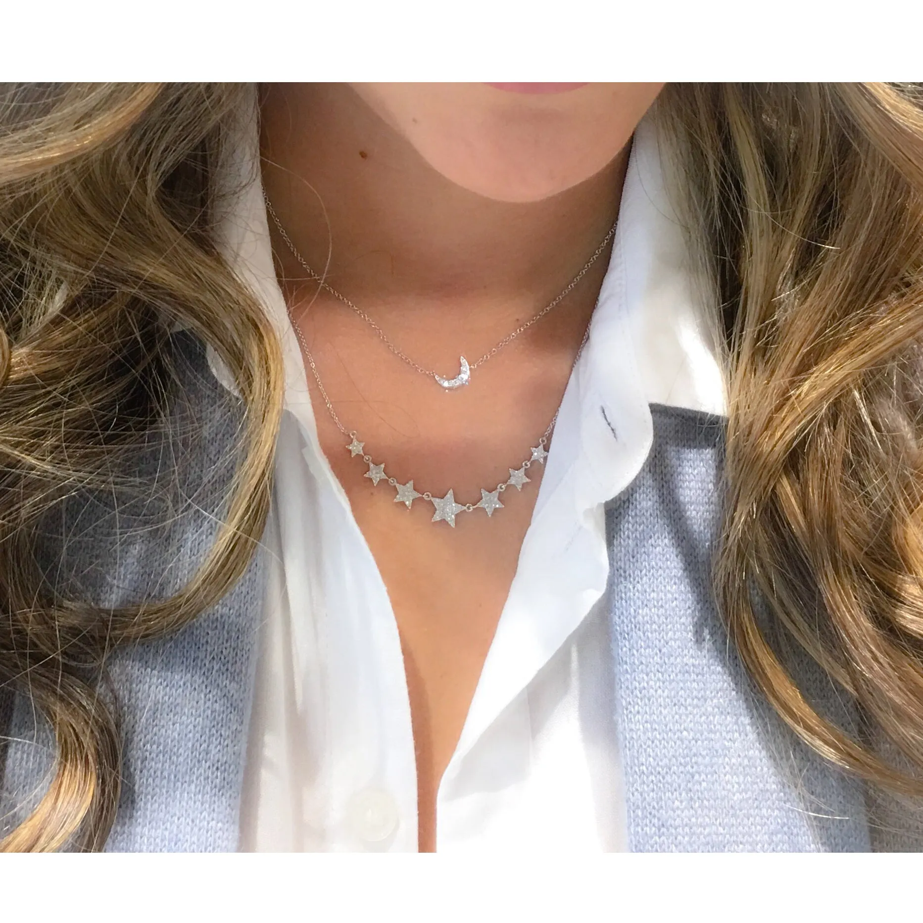 Diamond Graduated Star Necklace