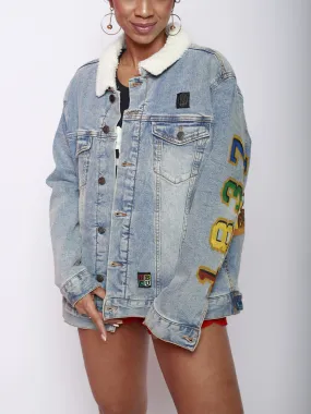 Distressed Unisex HBCU Library Outline Design Jacket