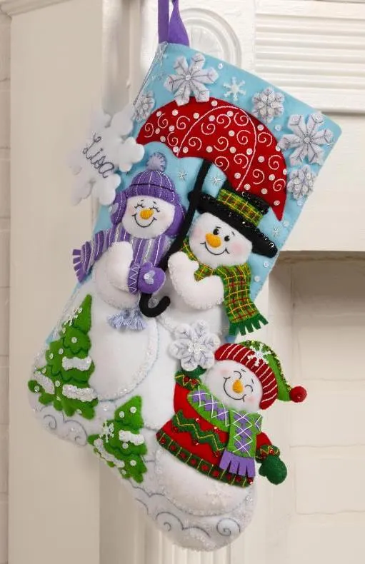 DIY Bucilla Frosty Family Snowman Christmas Felt Stocking Kit