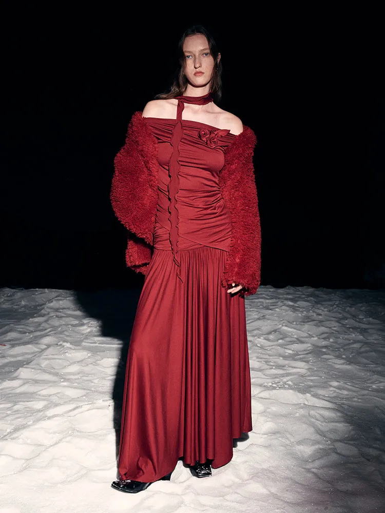 Elegant Classy Chic Drape Flare A-Line Vivid Long Knit-Skirt