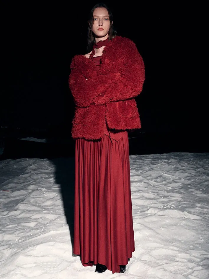 Elegant Classy Chic Drape Flare A-Line Vivid Long Knit-Skirt