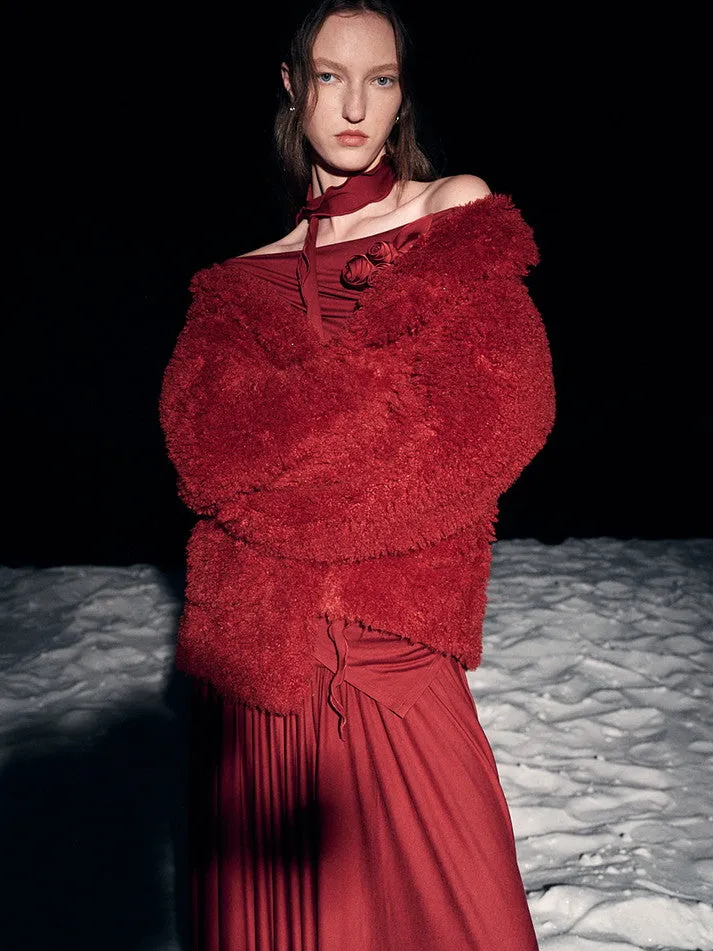 Elegant Classy Chic Drape Flare A-Line Vivid Long Knit-Skirt