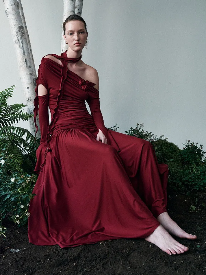 Elegant Classy Chic Drape Flare A-Line Vivid Long Knit-Skirt