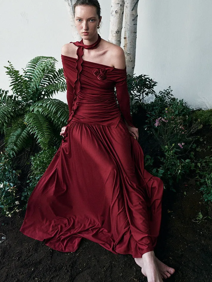 Elegant Classy Chic Drape Flare A-Line Vivid Long Knit-Skirt