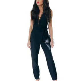 elegant high quality best-selling lace pocket joker plover jumpsuit