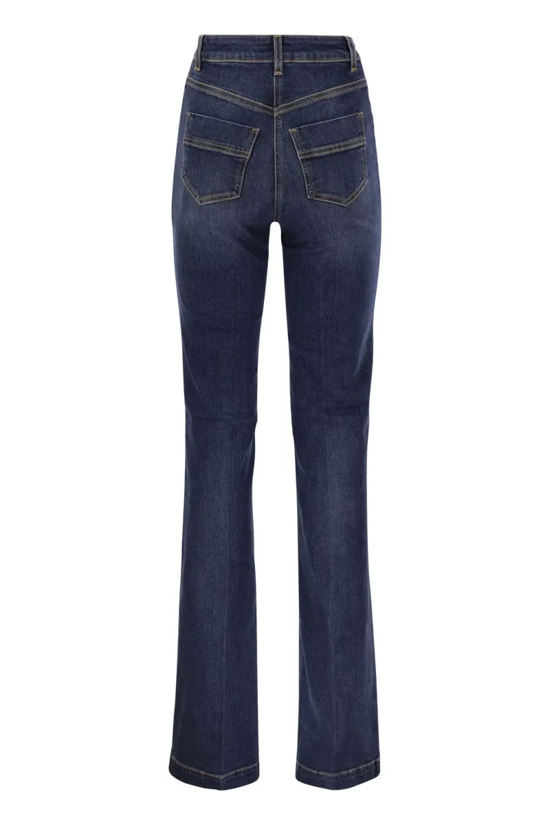 ELISABETTA FRANCHI Denim Jean Pants with Golden Buttons - Women's FW24