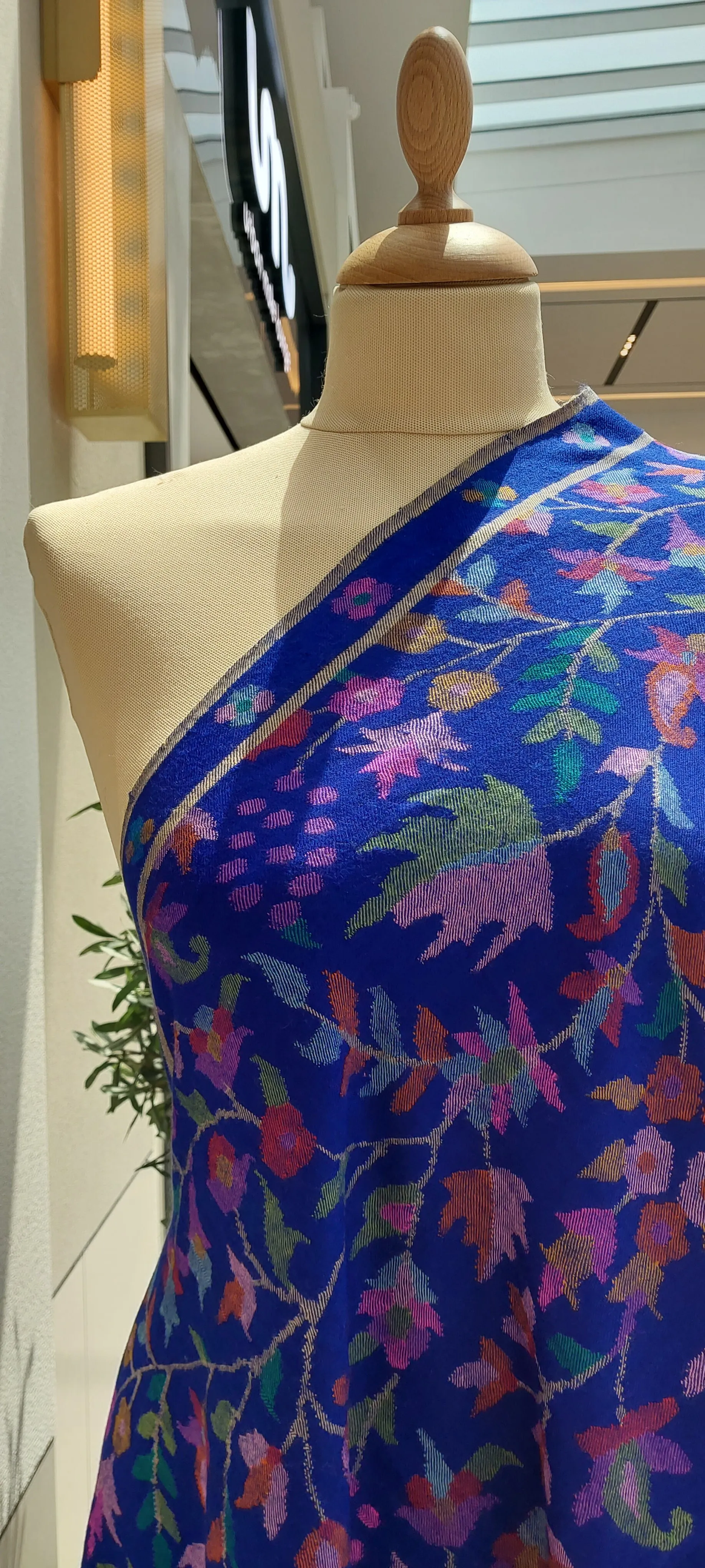 Emaan Cobalt Blue Kashmiri Kani Pashmina Shawl