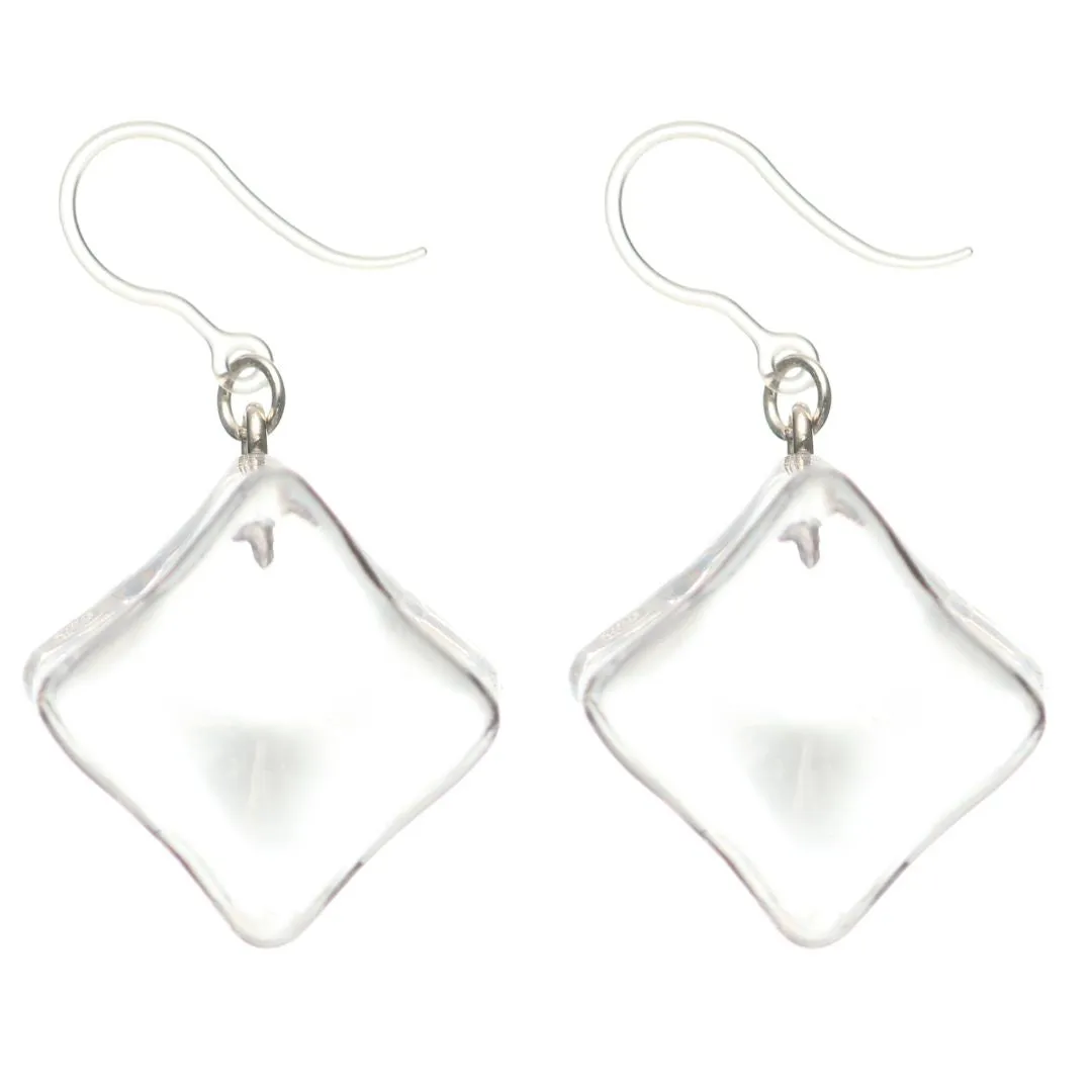 Exaggerated Ice Cube Dangles Hypoallergenic Earrings for Sensitive Ears Made with Plastic Posts