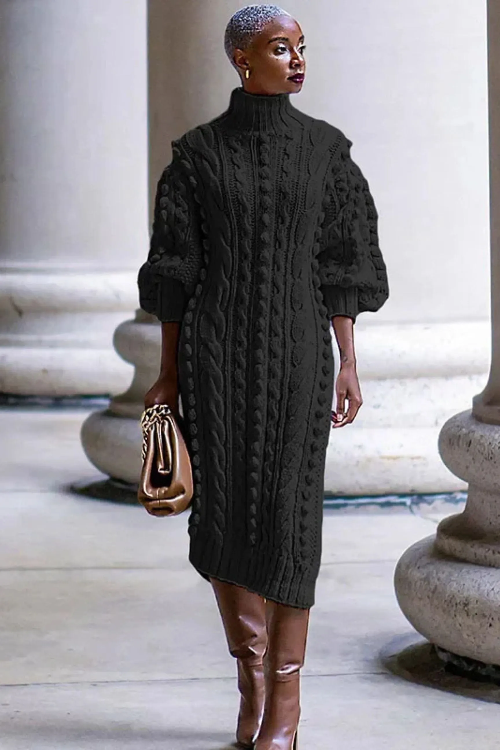 Expensive Taste Turtleneck Sweater Dress