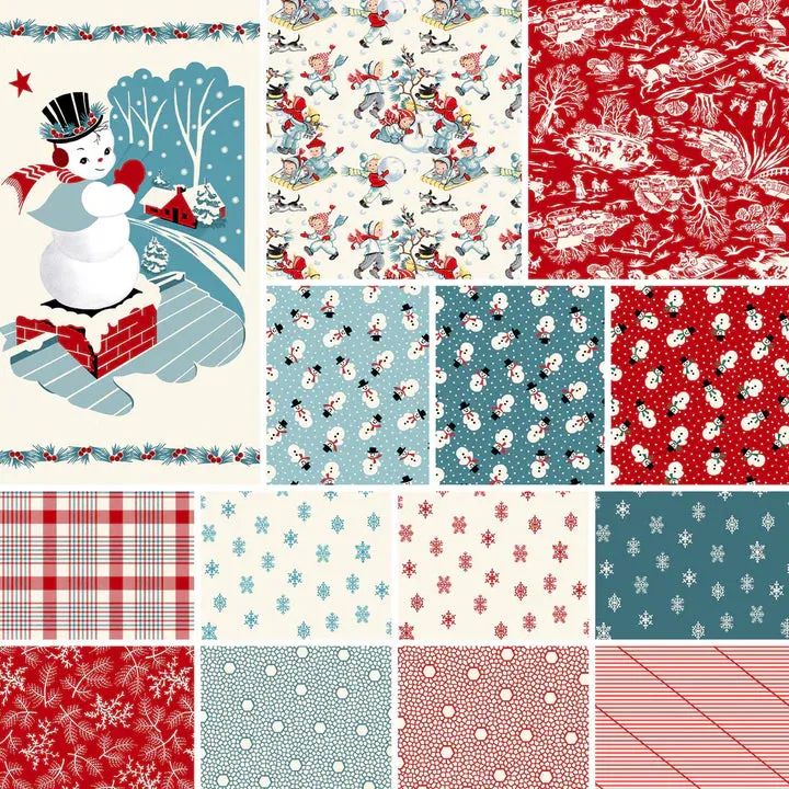 Fabric, Winter in Snowtown by Buttermilk Basin - FAT QUARTER BUNDLE   PANEL