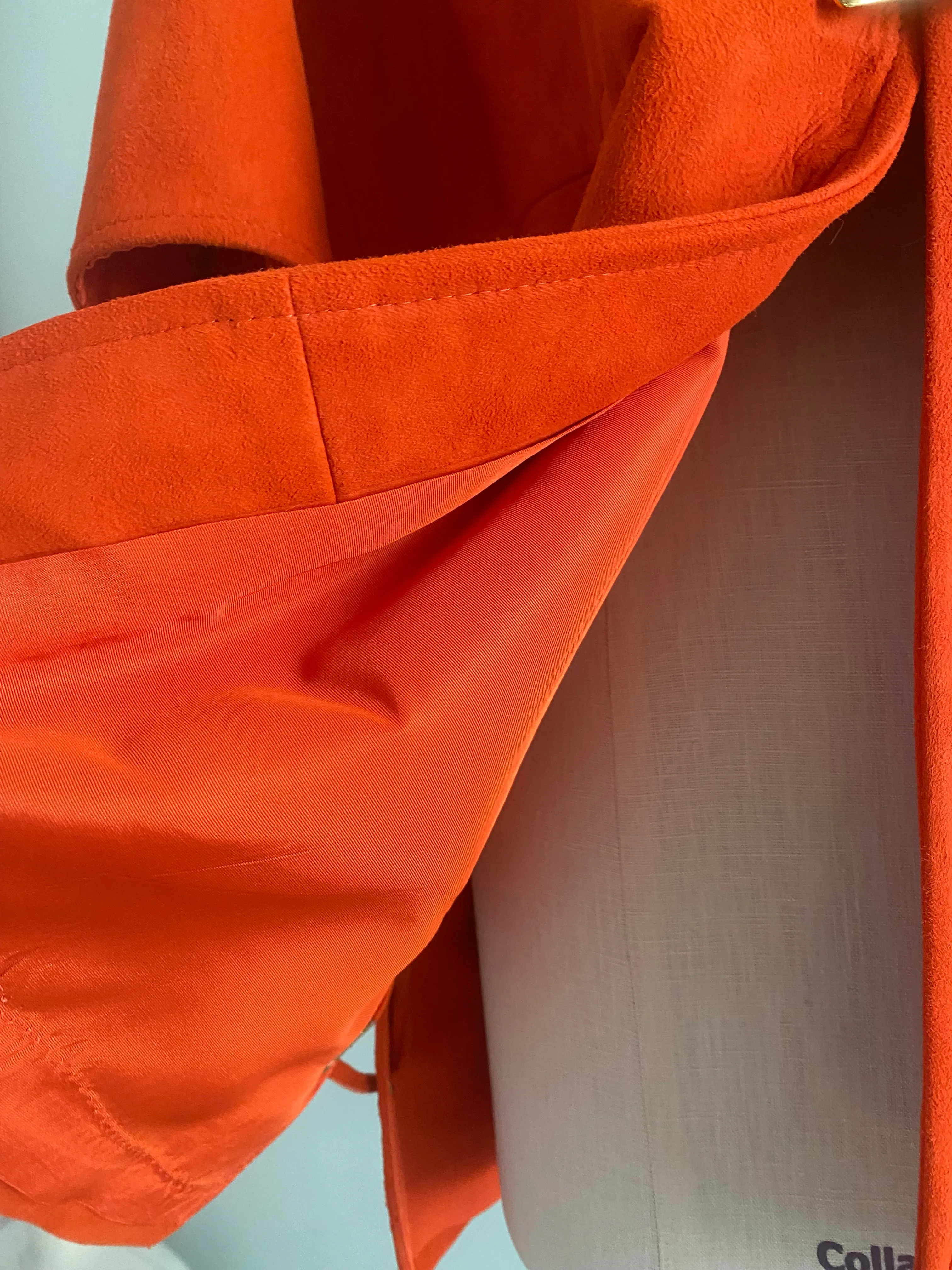 Fabulous 1960's Tangerine Orange Suede Vest With Brass Hardware / Medium