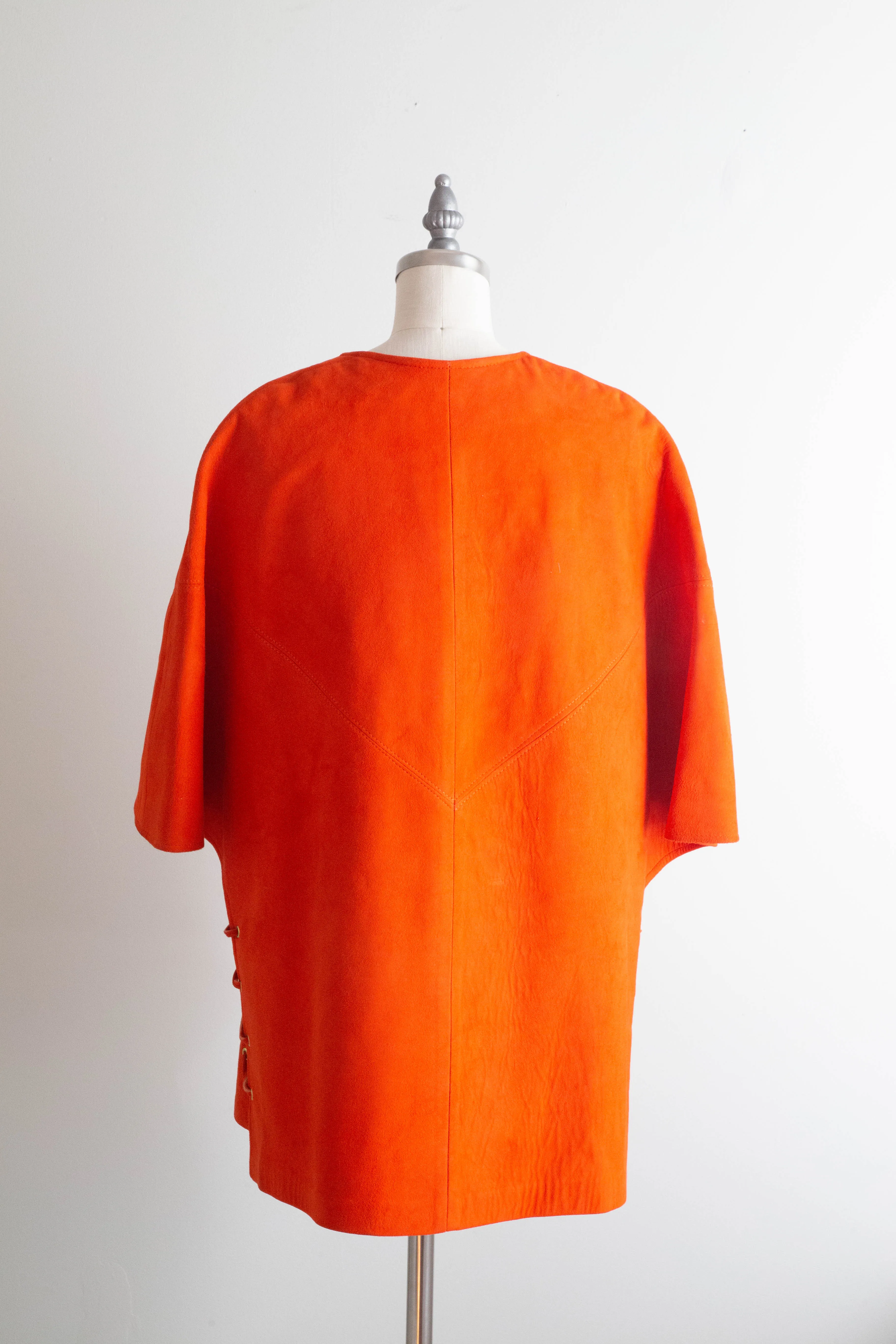 Fabulous 1960's Tangerine Orange Suede Vest With Brass Hardware / Medium