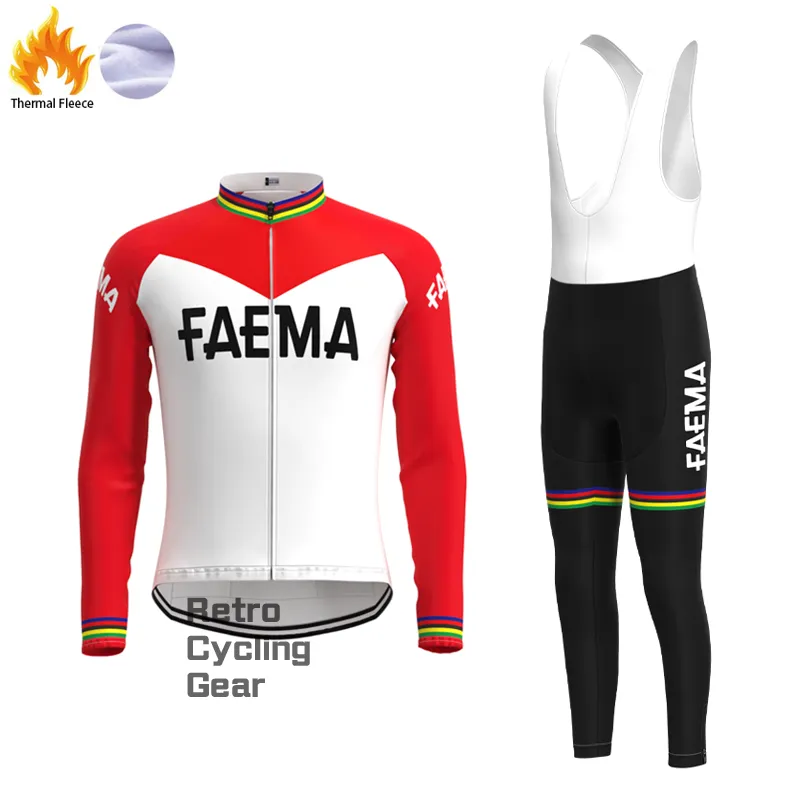 FAEMA White Fleece Retro Cycling Kits