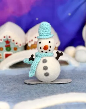 Felt Snowman on Snowboard Ornament - Tara Treasures