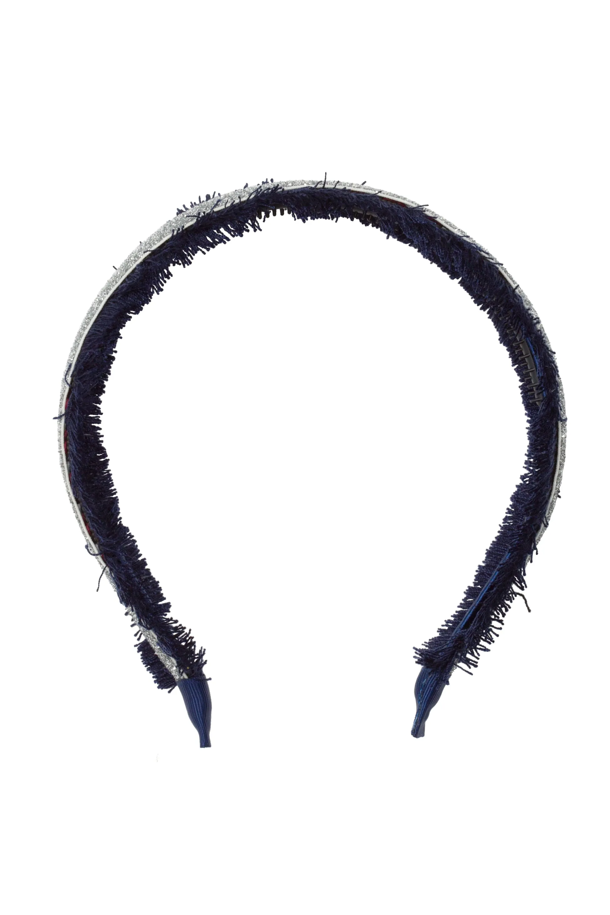 Flat Fringe Headband - Navy/Silver