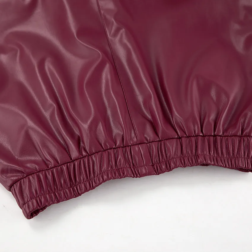 Fleece Faux Leather High Waist Midi Skirt