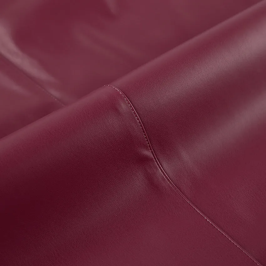 Fleece Faux Leather High Waist Midi Skirt
