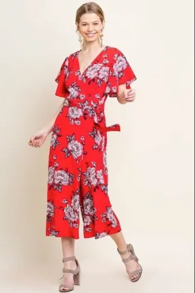 Floral Print Wide Leg Jumpsuit