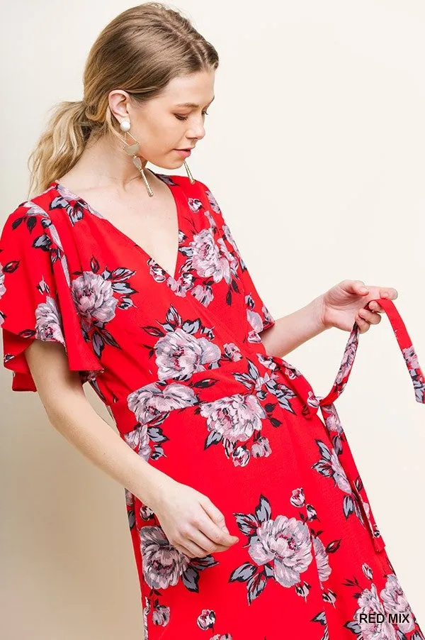 Floral Print Wide Leg Jumpsuit