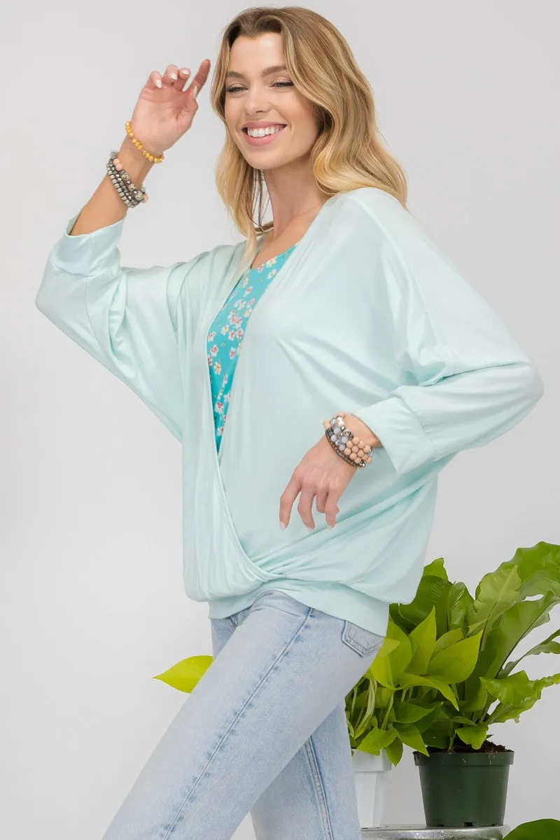 Floral Round Neck Top with Two Layer Detail