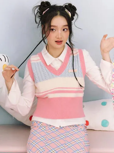 fringe switched knit top fluffy shaggy pink white