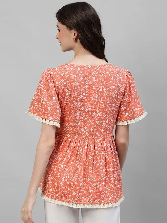 Front Gathered Floral Top