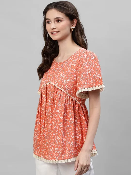 Front Gathered Floral Top
