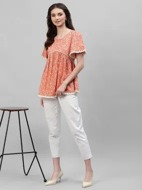 Front Gathered Floral Top