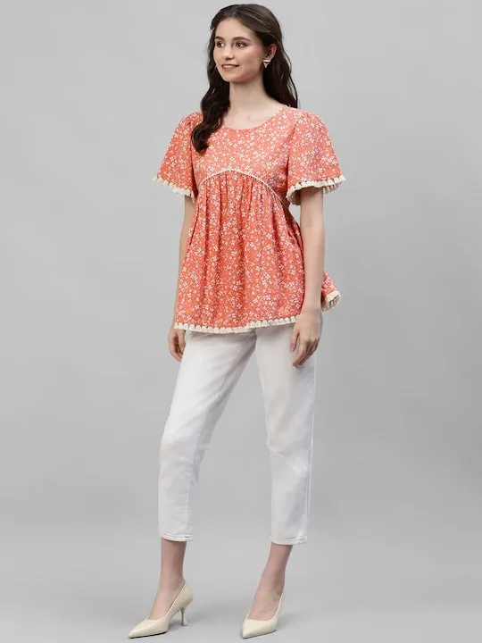 Front Gathered Floral Top
