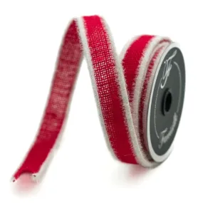 FROSTY BURLAP, 1" x 10 yards, Red White