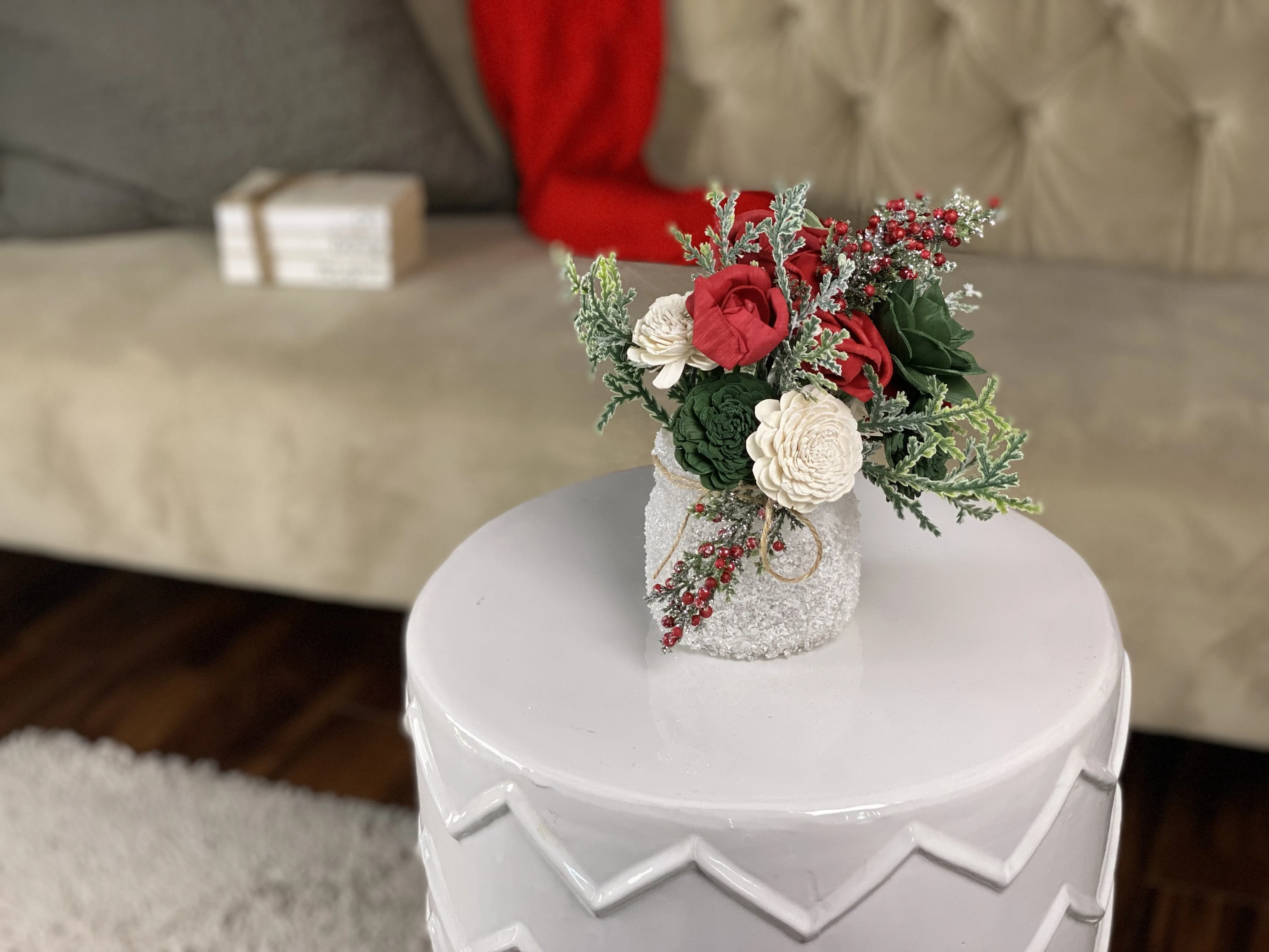 Frosty Pines Sola Flower Arrangement - 16oz Short