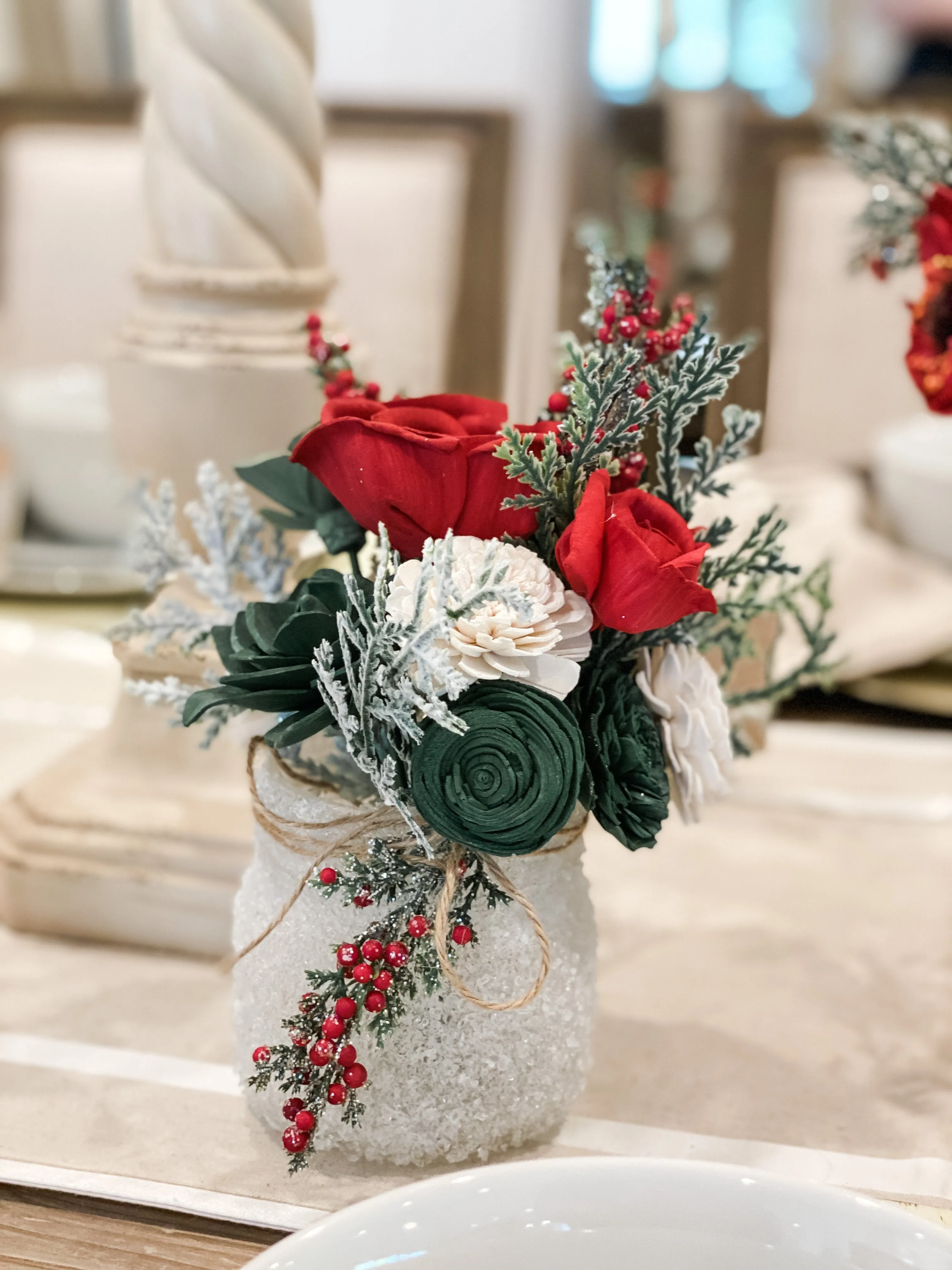 Frosty Pines Sola Flower Arrangement - 16oz Short
