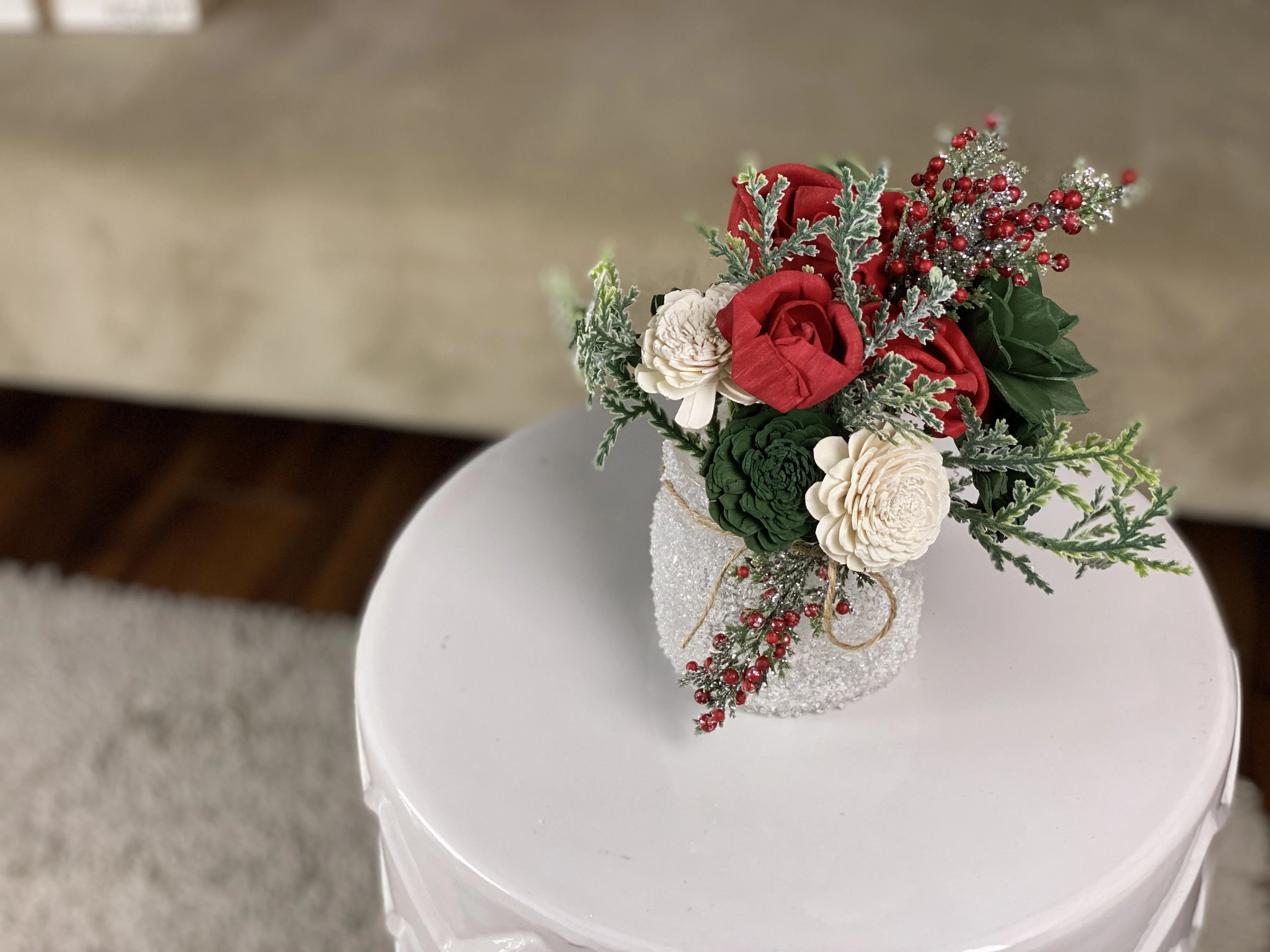 Frosty Pines Sola Flower Arrangement - 16oz Short