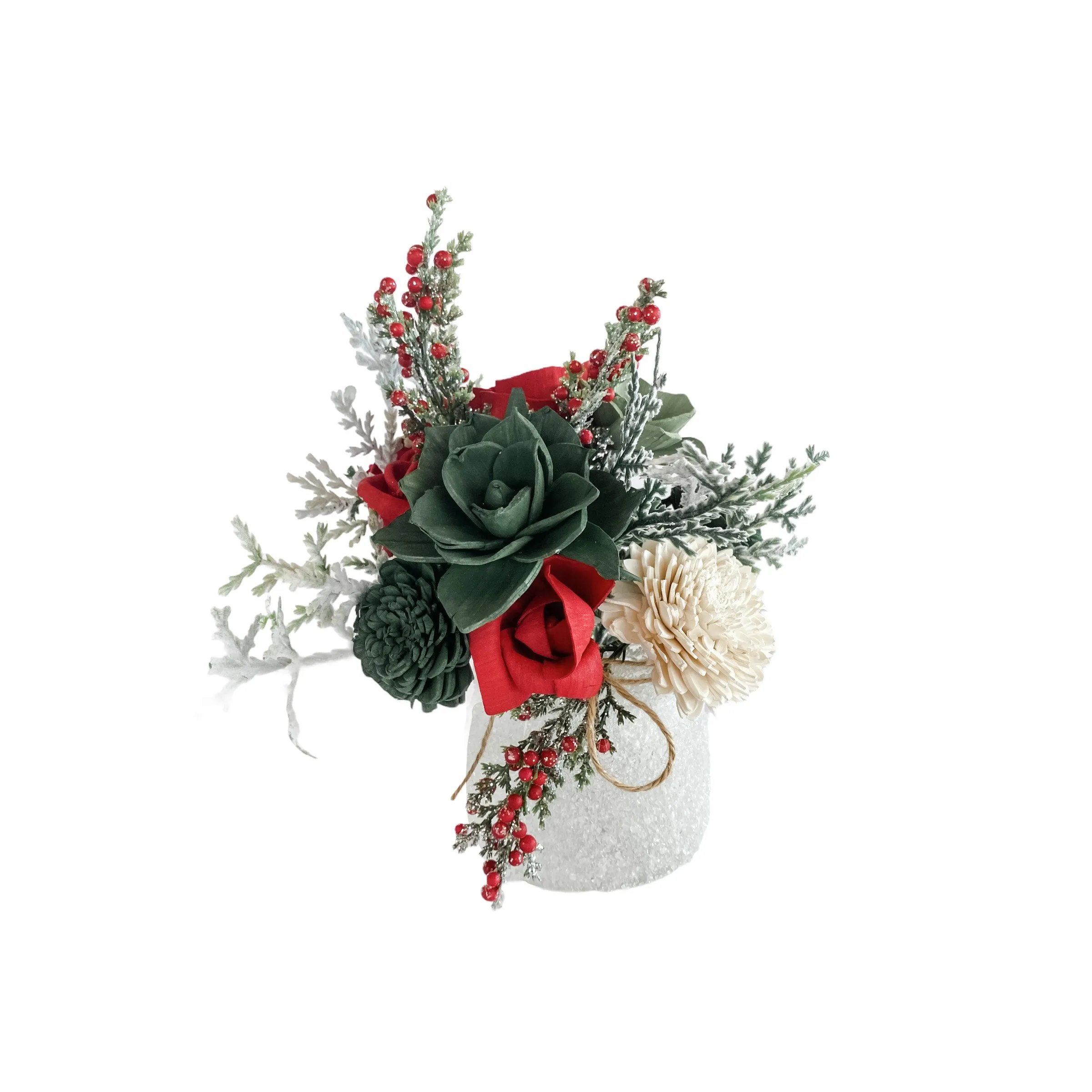 Frosty Pines Sola Flower Arrangement - 16oz Short
