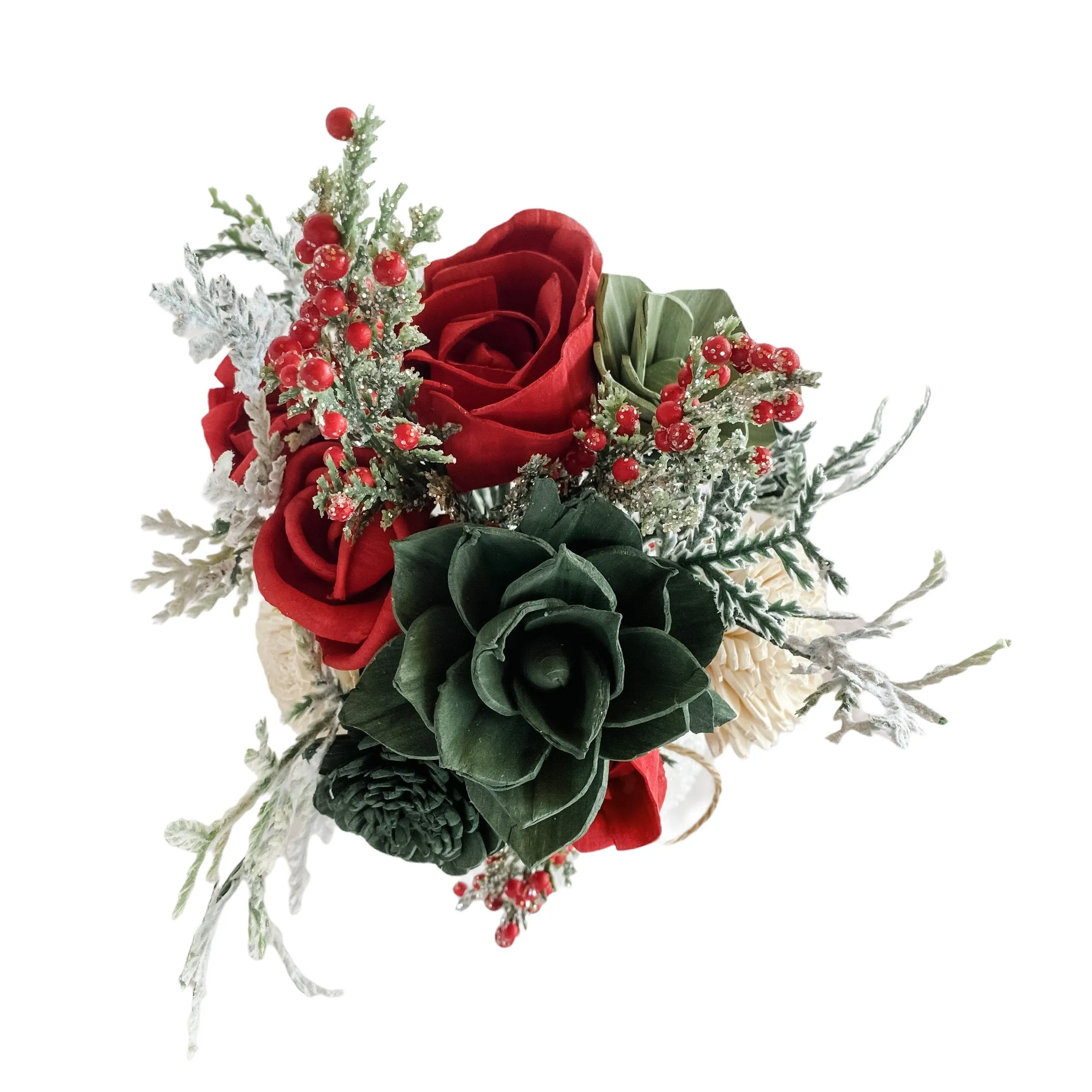 Frosty Pines Sola Flower Arrangement - 16oz Short