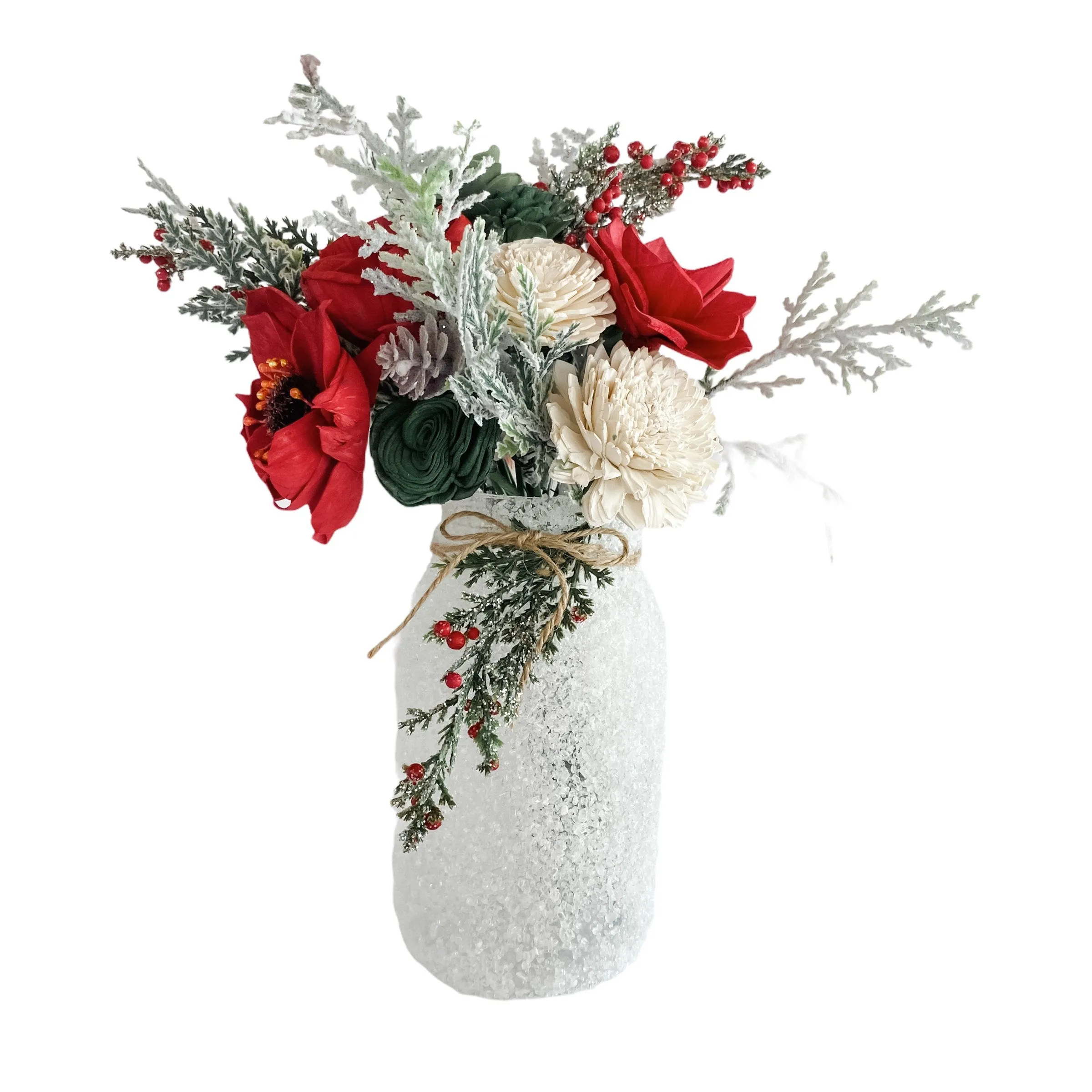Frosty Pines Sola Flower Arrangement - Quart