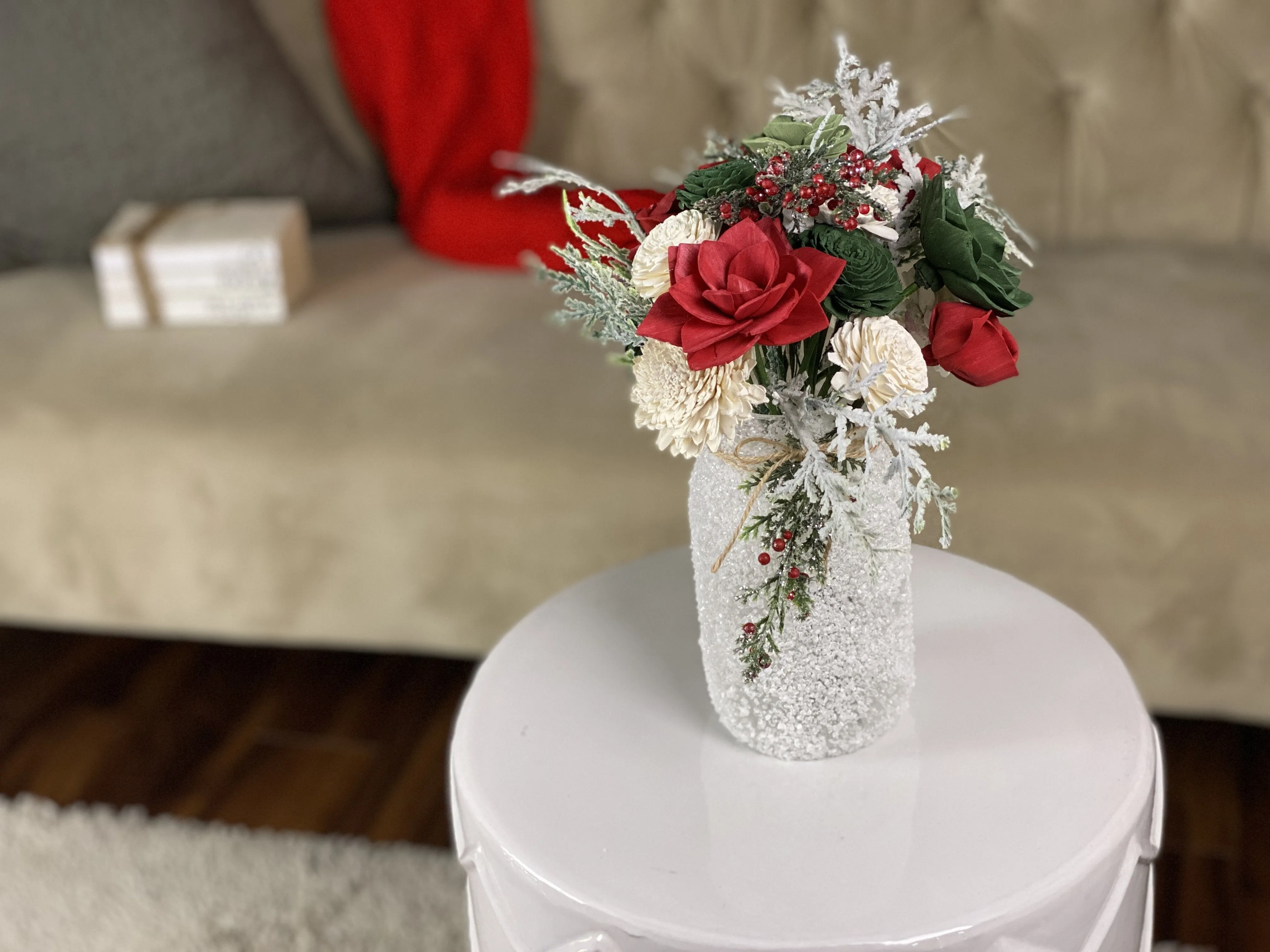 Frosty Pines Sola Flower Arrangement - Quart