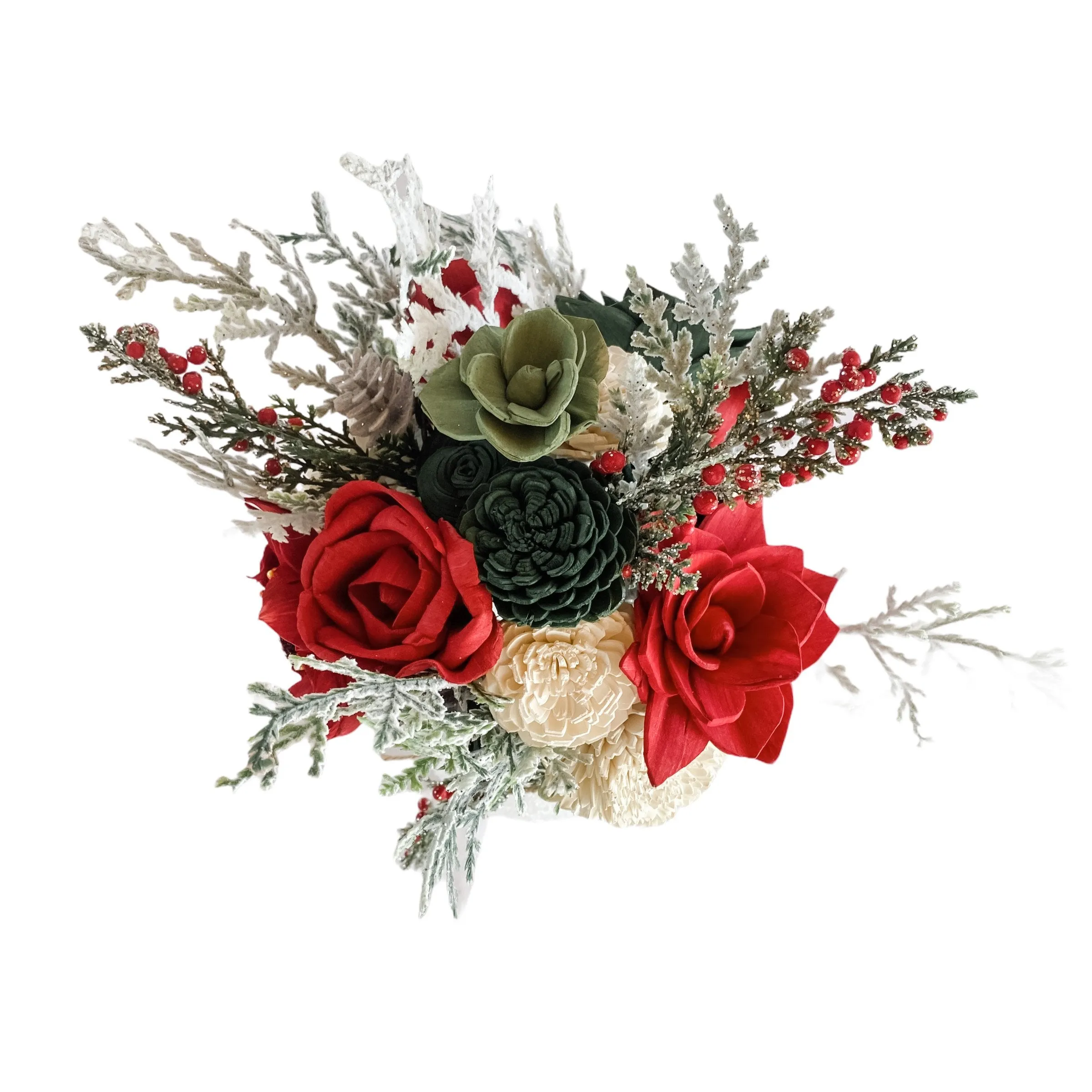 Frosty Pines Sola Flower Arrangement - Quart