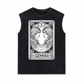 Gemini Tarot Card Horoscope Vintage Washed Vest Top