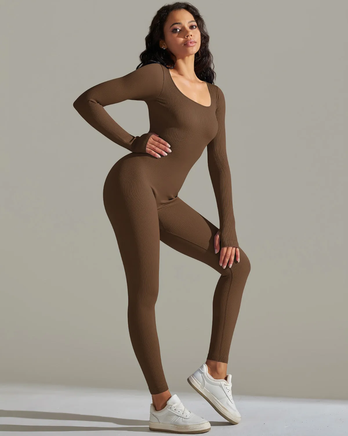 Gia Seamless Jumpsuit - Brown