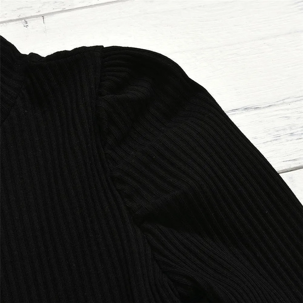 Girls Long Sleeve Solid Turtleneck Top & PU Skirt Toddler Girls Wholesale
