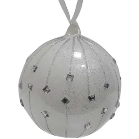 Glittered Rhinestone Glass Ball Ornament