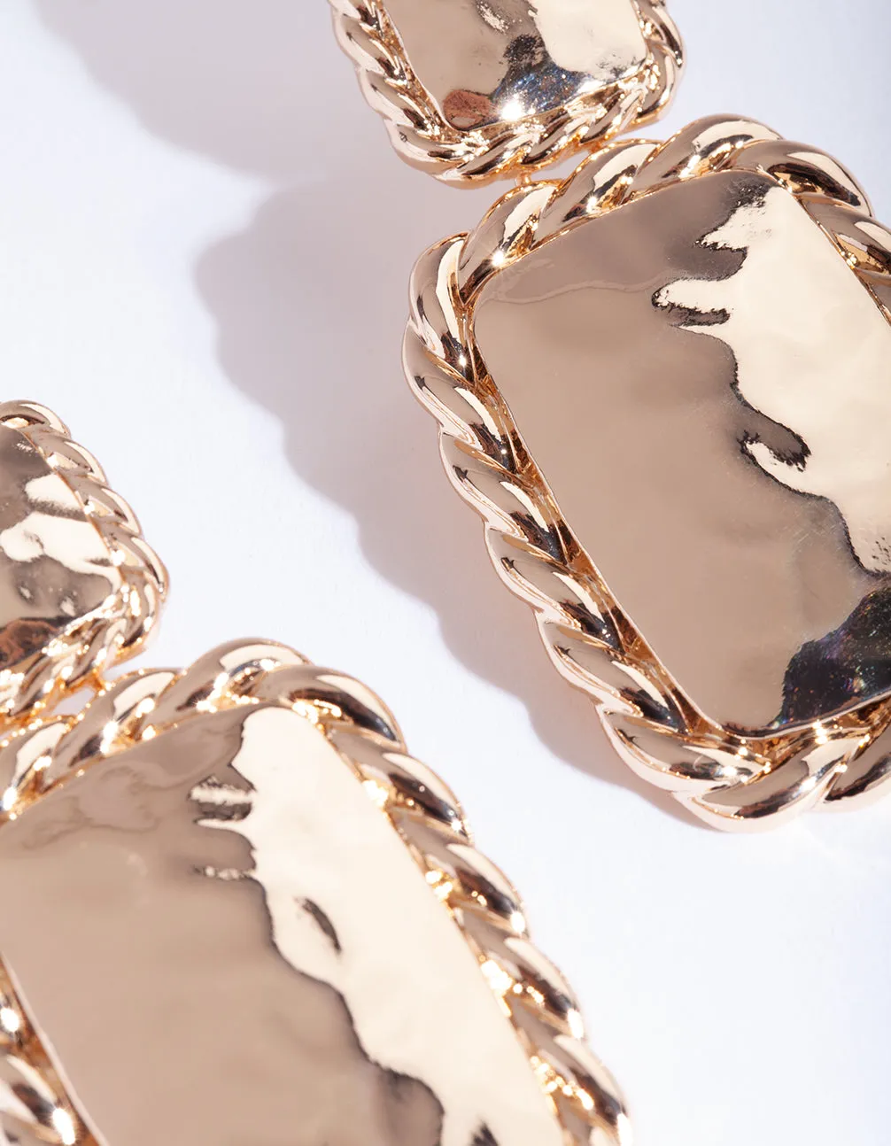 Gold Rectangle Twist Earring